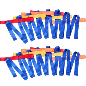TecUnite 2 Packs Short Walking Rope with 12 Handles Outdoor Safety Daycare Rope Leashes for Preschool Kids Children Toddlers Daycare Schools Teachers, 12 Children 2 Adults(Assorted Color)