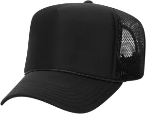 The Hat Pros High Crown 5 Panel Mesh Back Foam Front Trucker Cap with Snapback Closure | Bulk Packs Available