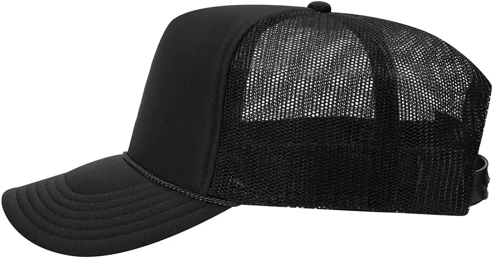 The Hat Pros High Crown 5 Panel Mesh Back Foam Front Trucker Cap with Snapback Closure | Bulk Packs Available