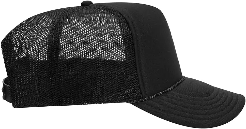 The Hat Pros High Crown 5 Panel Mesh Back Foam Front Trucker Cap with Snapback Closure | Bulk Packs Available