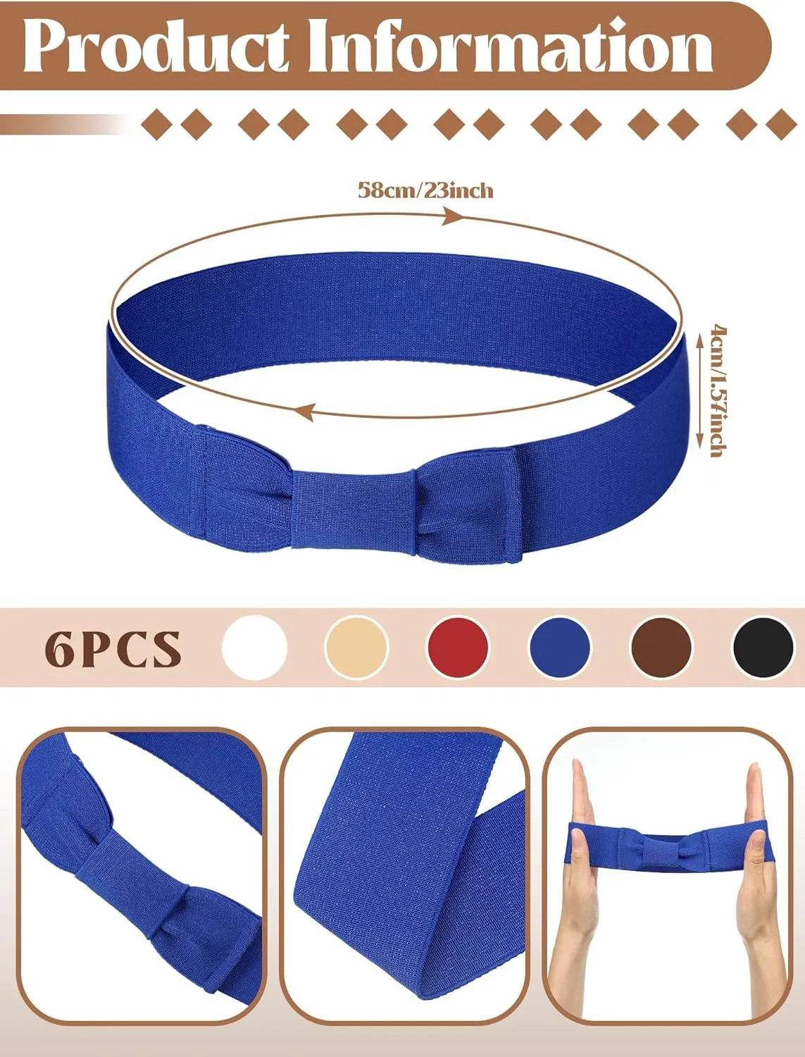 Tigeen 6 Pcs Stretchable Bowknot Hat Band Cowboy Hat Bands for Women Ribbon Panama Accessories