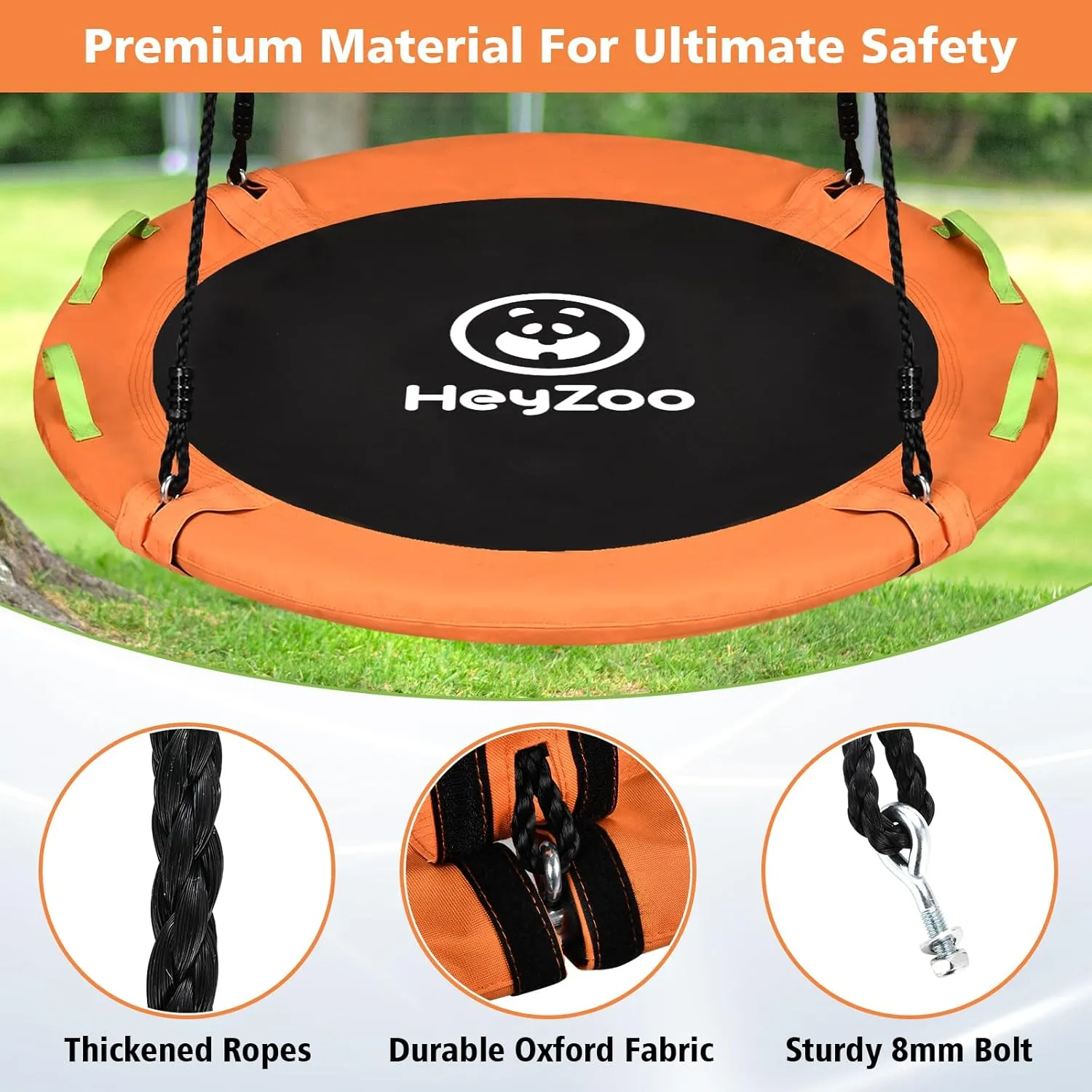 Tree Swing, Saucer Swing 40 Inch for Kids, 900lbs Weight Capacity, with Adjustable Hanging Straps, for Backyard and Outdoor Playground, Orange