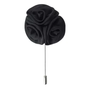 Triple Rose Lapel Pin, Black