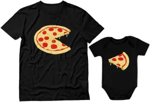 Tstars Pizza Pie & Slice Dad and Baby Matching Outfits | Father's Day Dad T-Shirt and Infant Bodysuit