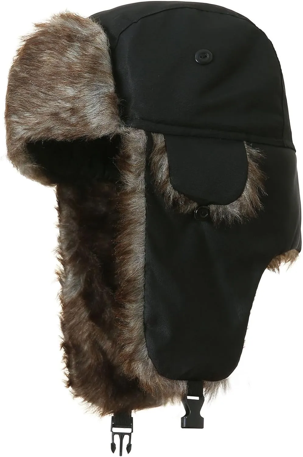 Ushanka Hat for Men Women Faux Fur Trapper Hat with Ear Flaps, Windproof Waterproof Russian Hats