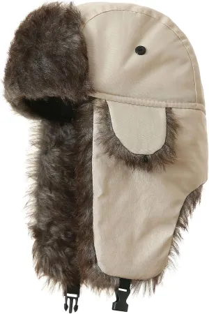 Ushanka Hat for Men Women Faux Fur Trapper Hat with Ear Flaps, Windproof Waterproof Russian Hats