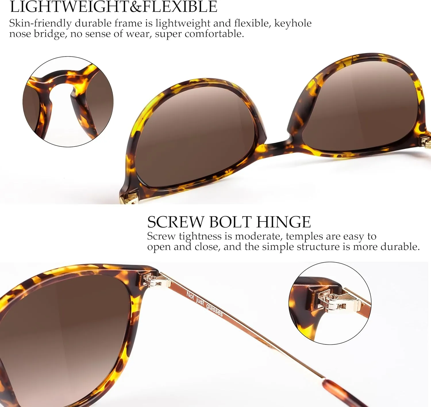 Vintage Round Polarized Sunglasses for Women Men Classic Retro Trendy Designer Style Sun Glasses UV400 Protection
