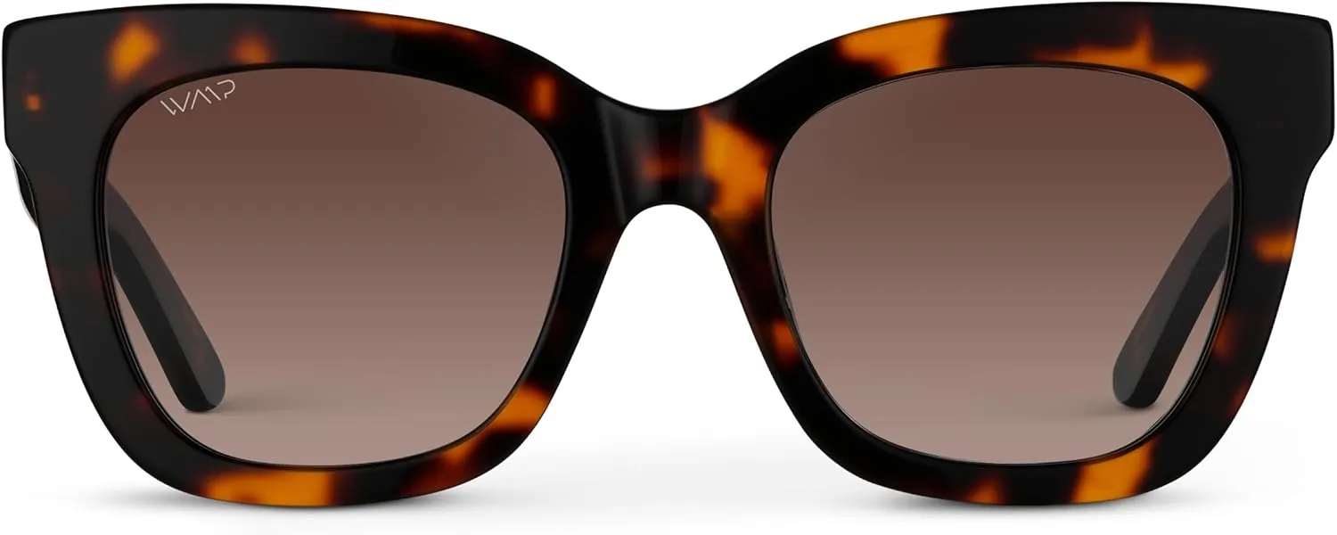 WearMe Pro Women's Polarized Large Square Sunglasses: Subtle Cat Eye Corners, Thick Frame & Modern Aesthetics