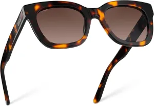 WearMe Pro Women's Polarized Large Square Sunglasses: Subtle Cat Eye Corners, Thick Frame & Modern Aesthetics