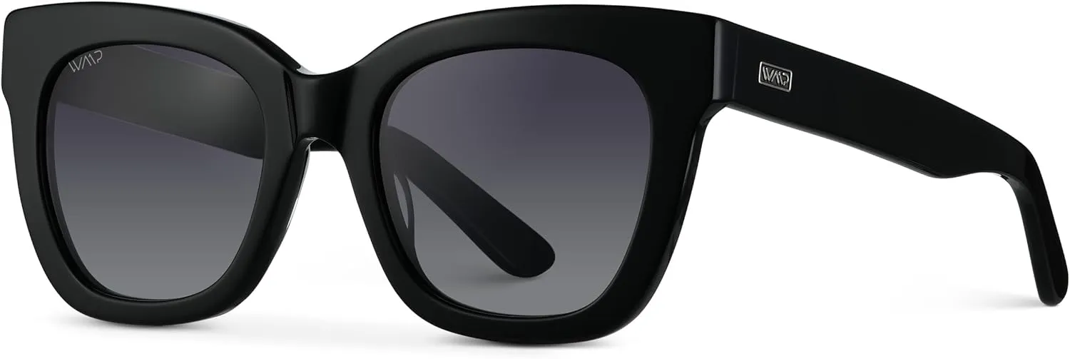 WearMe Pro Women's Polarized Large Square Sunglasses: Subtle Cat Eye Corners, Thick Frame & Modern Aesthetics