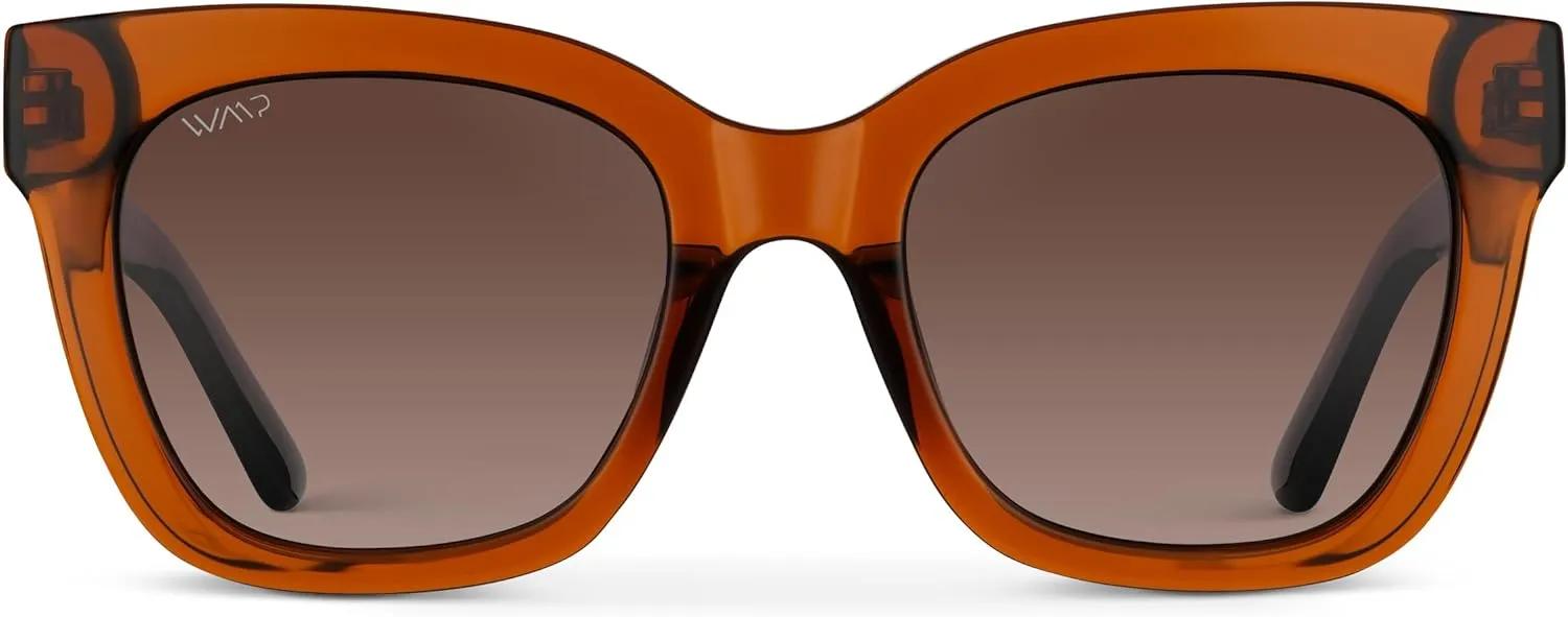 WearMe Pro Women's Polarized Large Square Sunglasses: Subtle Cat Eye Corners, Thick Frame & Modern Aesthetics