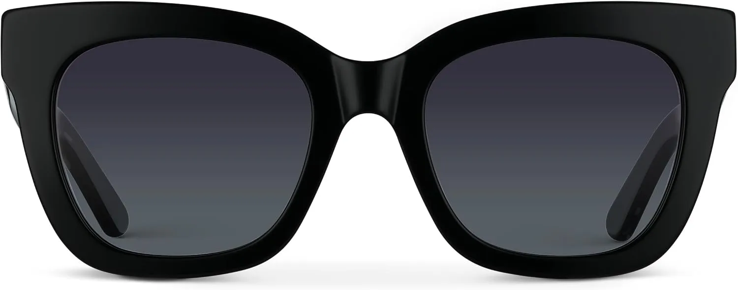 WearMe Pro Women's Polarized Large Square Sunglasses: Subtle Cat Eye Corners, Thick Frame & Modern Aesthetics