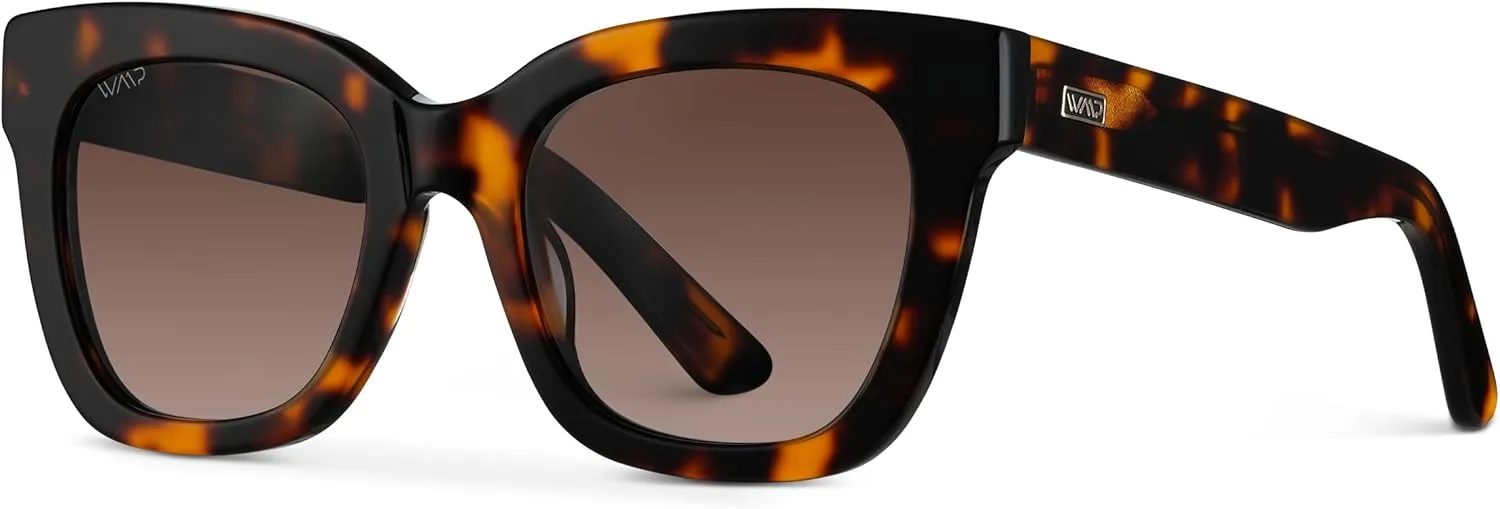WearMe Pro Women's Polarized Large Square Sunglasses: Subtle Cat Eye Corners, Thick Frame & Modern Aesthetics