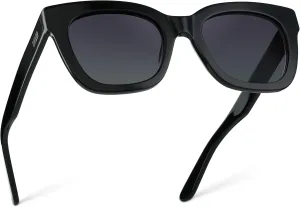 WearMe Pro Women's Polarized Large Square Sunglasses: Subtle Cat Eye Corners, Thick Frame & Modern Aesthetics
