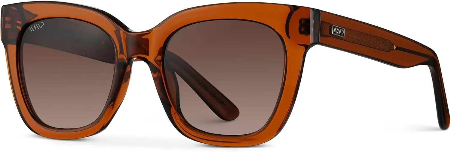 WearMe Pro Women's Polarized Large Square Sunglasses: Subtle Cat Eye Corners, Thick Frame & Modern Aesthetics