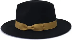 Women Wide-Brimmed Bow Jazz Top Hat Fall and Winter Men's Church Panama Hat