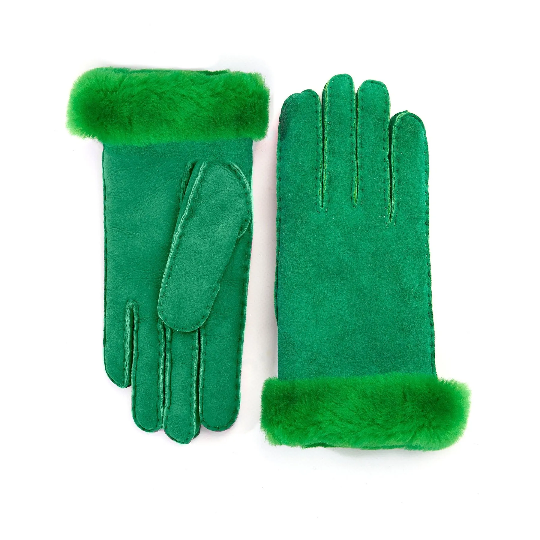 Women's fluo green lambskin gloves