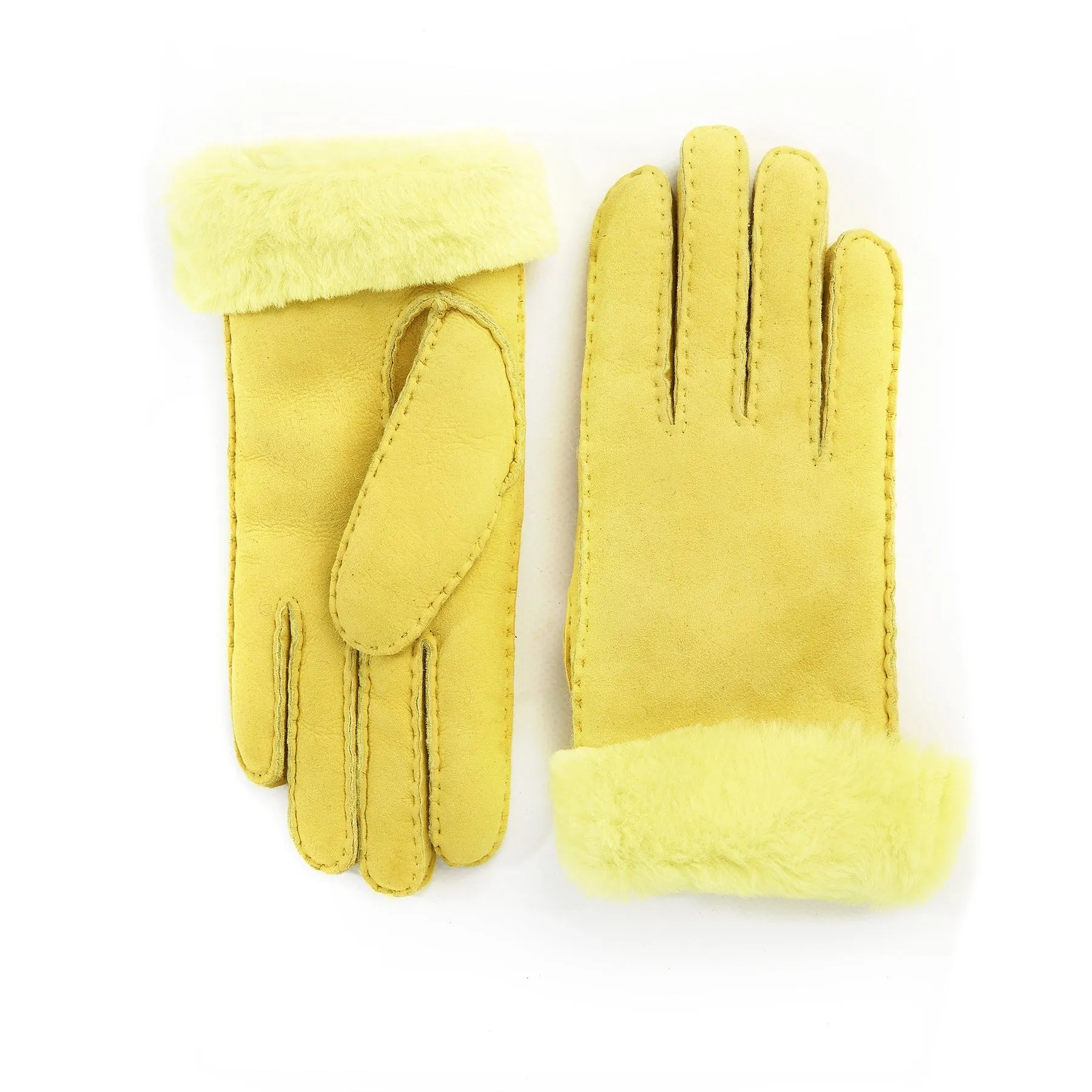 Women's fluo yellow lambskin gloves