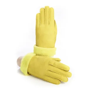 Women's fluo yellow lambskin gloves