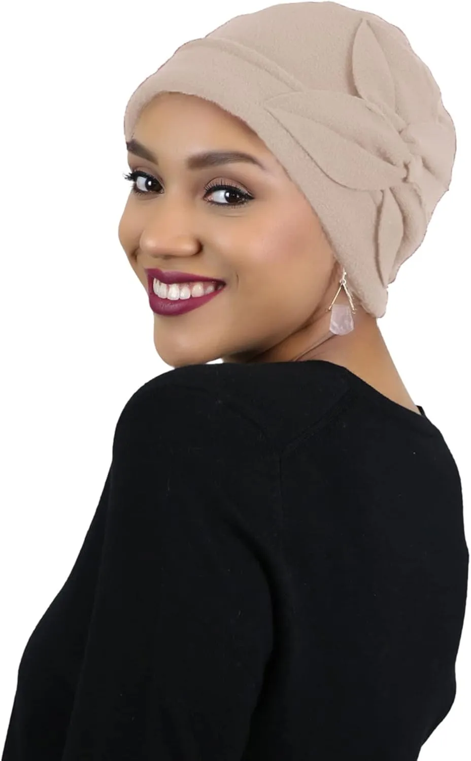 Womens Hat Fleece Beanie Cloche Cancer Headwear Chemo Ladies Winter Head Coverings Butterfly