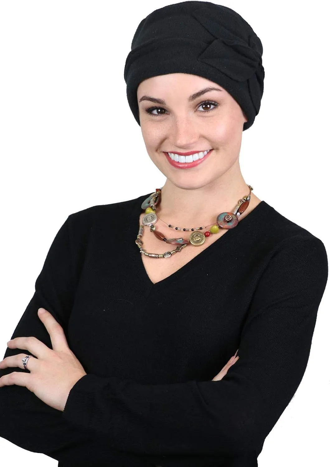 Womens Hat Fleece Beanie Cloche Cancer Headwear Chemo Ladies Winter Head Coverings Butterfly