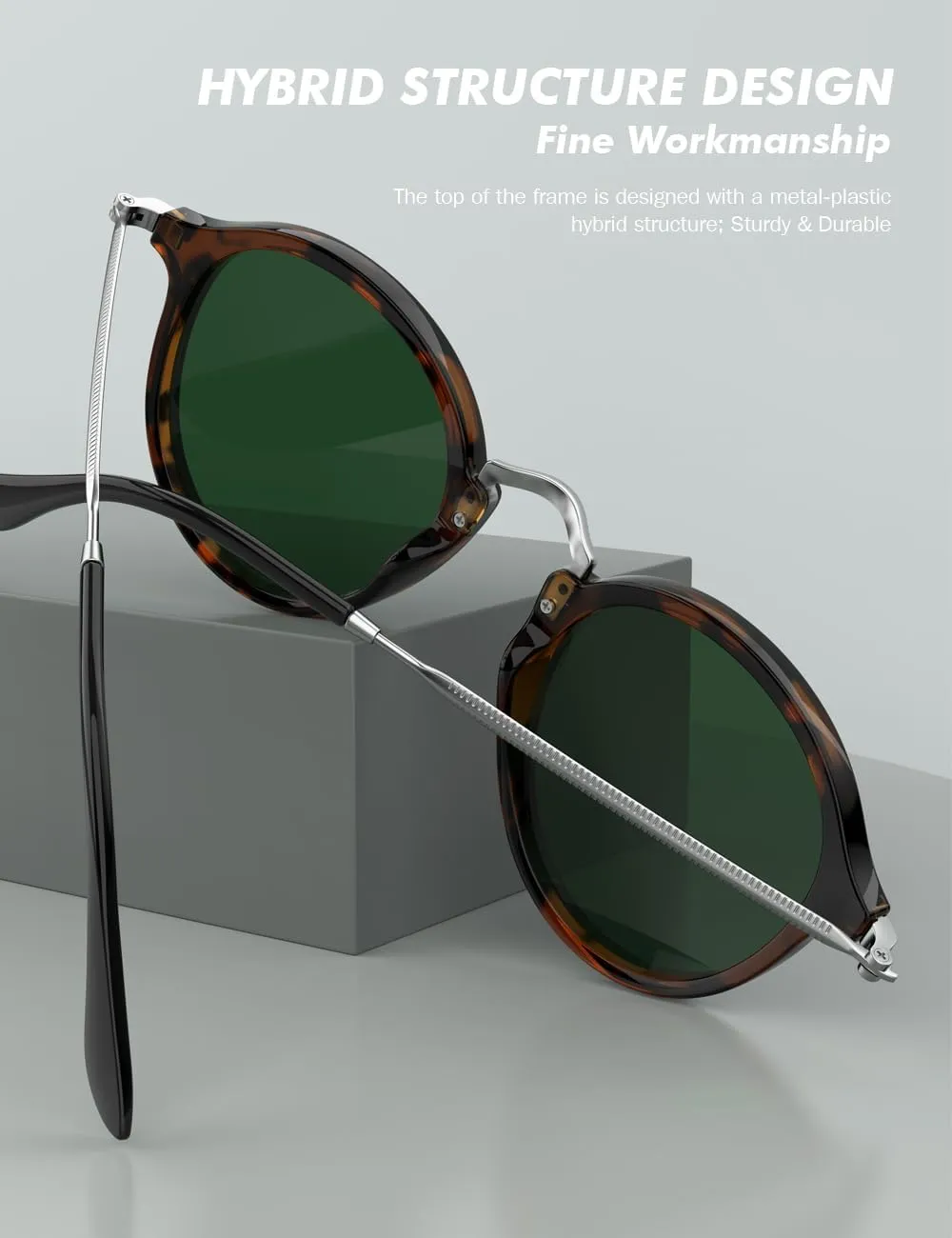 Women's Retro Round Sunglasses - Polarized Anti Glare UV400 Protection Vintage Driving Shades