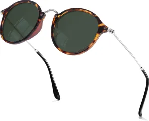 Women's Retro Round Sunglasses - Polarized Anti Glare UV400 Protection Vintage Driving Shades