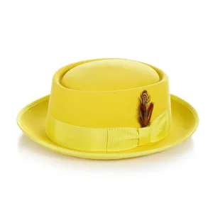 Yellow Wool Pork Pie Hat