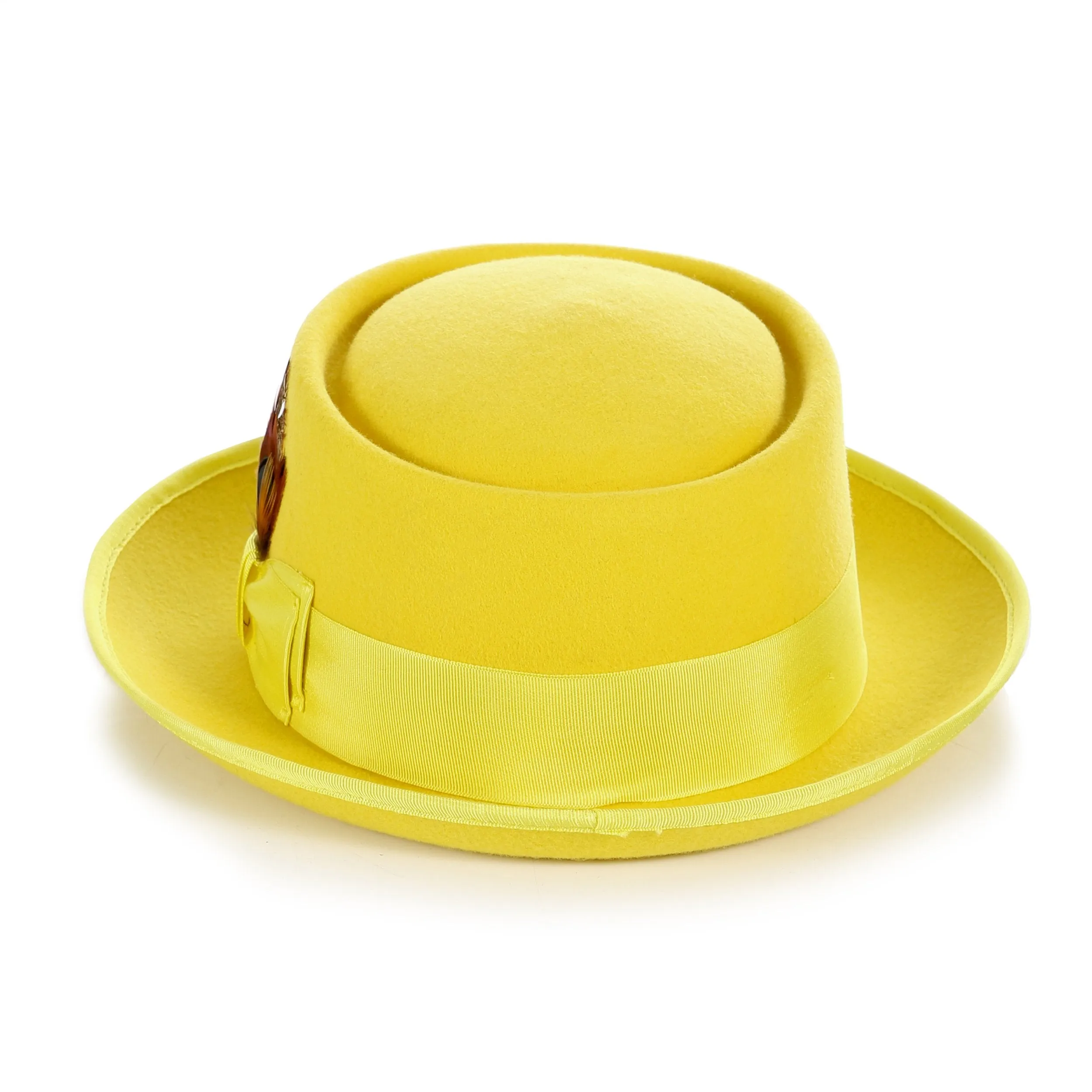 Yellow Wool Pork Pie Hat